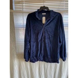 COOFANDY Navy Blue Full Zip Jacket‎ Top Long Sleeve Size XXL